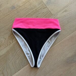 Beach Riot Emmy Bottom Black and Neon Pink - Size Small